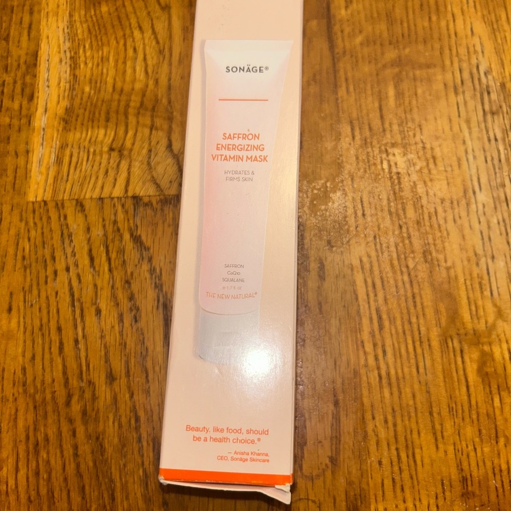 NIB  Sonage Saffron Energizing Vitamin Mask 50ml CoQ10 Squalane Hydrating Vegan